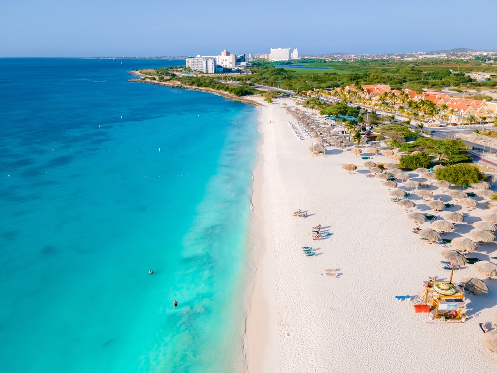 Aerial view of Aruba's Palm Beach